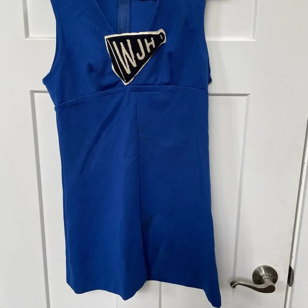 Vintage Cheerleader Uniform Chenille Megaphone Patch Blue Handmade READ DSCRPT